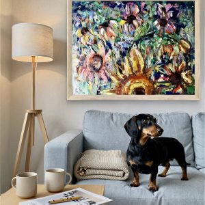 Original Impressionist Floral Oil Painting - Vibrant Sunflower & Wildflower Heavy Texture Impasto Wall Art - Modern Expressionist Floral Canvas Decor