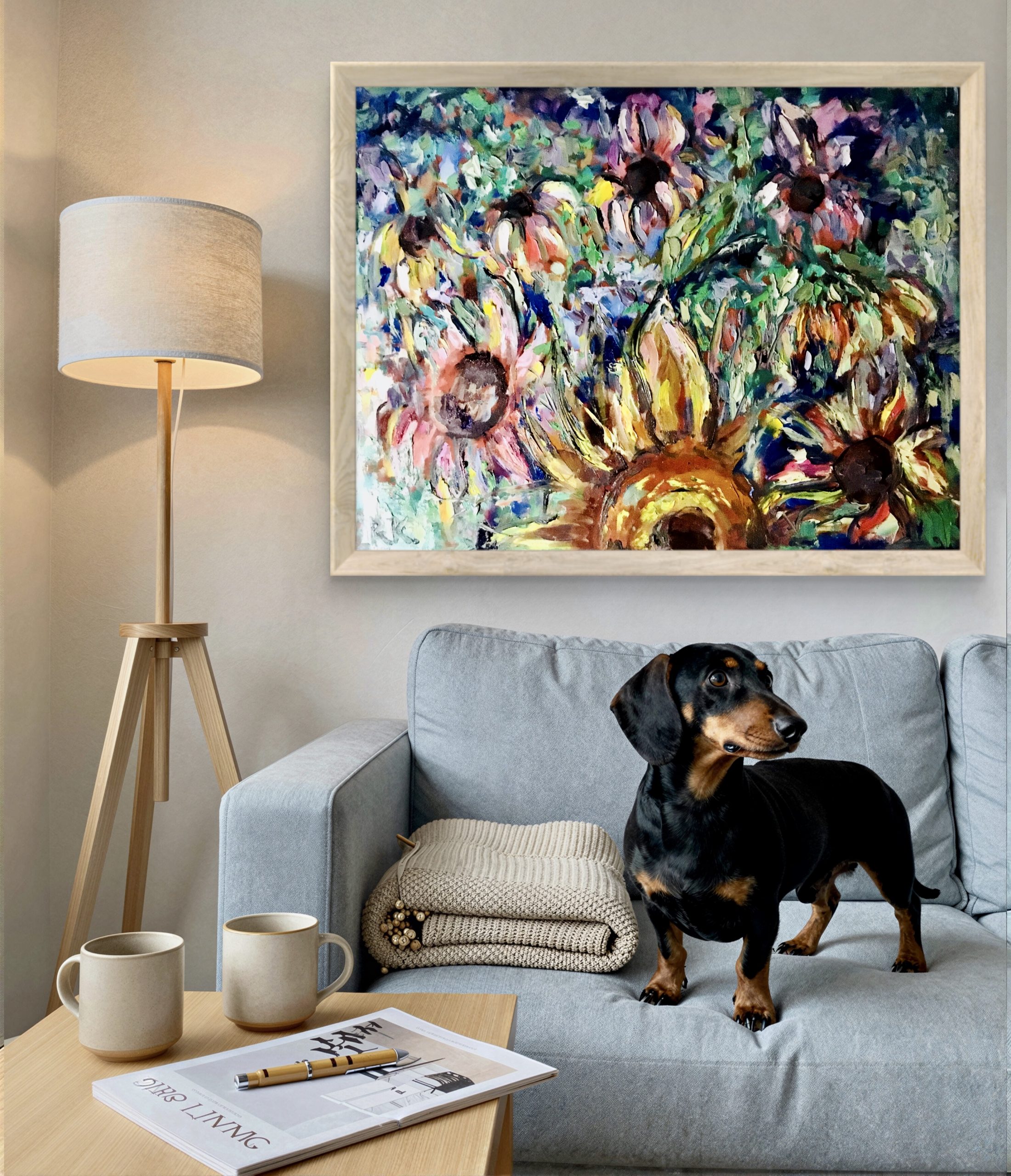 Original Impressionist Floral Oil Painting - Vibrant Sunflower & Wildflower Heavy Texture Impasto Wall Art - Modern Expressionist Floral Canvas Decor