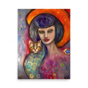 Woman with cat Poster from original artwork